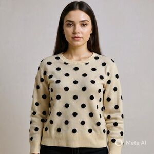 Originality Polka Dot Sweater - Cream and Black | Size XS